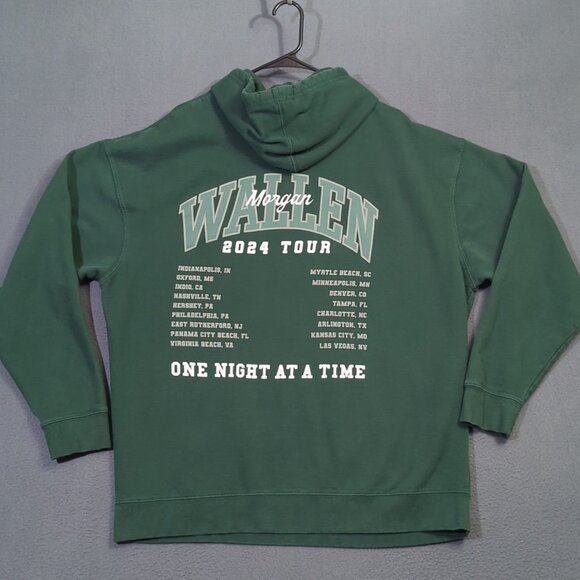 Morgan Wallen Hoodie Men's 2XL Green Pullover One Night At A Time Tour 2024 - Picture 9 of 14